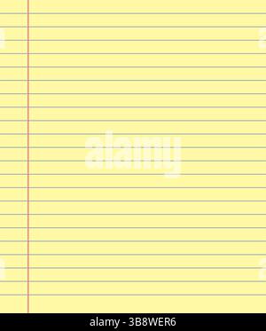 Foglio di carta giallo Legal con linee orizzontali rigate, ideale per appunti, a scuola o in ufficio. Layout semplice e pulito per sala operatoria digitale Illustrazione Vettoriale