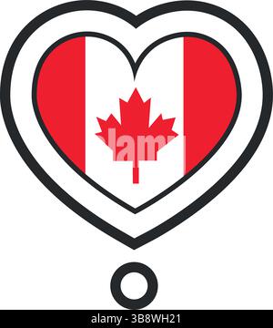 Forma a cuore con la bandiera del Canada. Illustrazione vettoriale Illustrazione Vettoriale
