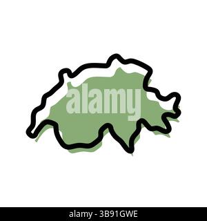 Icona della mappa verde della Svizzera. Schema della Svizzera. Semplice design a icone. Illustrazione vettoriale Illustrazione Vettoriale