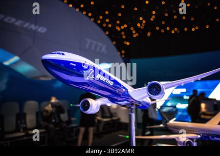 18 giugno 2019 - le Bourget, Seine-Saint-Denis, Francia - chalet BOEING al Paris Air Show..la 53a esposizione Internazionale di Aeronautica e spazio si è svolta dal 17 al 23 giugno 2019 al Parc des Expositions du Bourget. (Immagine di credito: © Sadak Souici/ZUMA Press Wire) Foto Stock