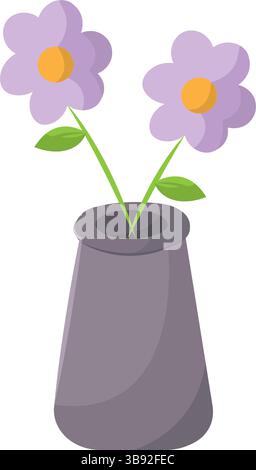 Fiori viola in vaso. Illustrazione vettoriale Illustrazione Vettoriale