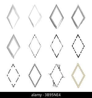 Cornice triangolare decorativa. Decorazioni colorate sui bordi. Contorno del triangolo geometrico. Set di elementi vettoriali. Illustrazione Vettoriale