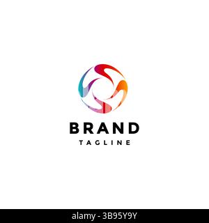 Design del logo U a quattro lettere con rotazione astratta. Quattro lettere iniziali astratte colorate UUUU Logo Design. Illustrazione Vettoriale