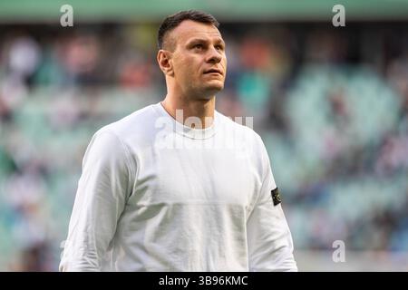 28 aprile 2023, Varsavia, Polonia: Arkadiusz Wrzosek (Kickboxer e combattente MMA) visto durante il PKO polacco Ekstraklasa League match tra Legia Warszawa e Wisla Plock al Marshal Jozef Pilsudski Legia Warsaw Municipal Stadium..punteggio finale; Legia Warszawa 2:0 Wisla Plock. (Immagine di credito: © Mikolaj Barbanell/SOPA Images via ZUMA Press Wire) Foto Stock