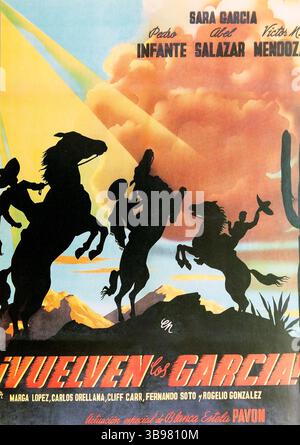 Immagine parziale del poster Cine messicano vintage ¡Vuelven Los Garccia! Foto Stock