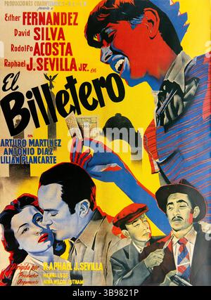 Immagine parziale del poster Cine messicano d'epoca El Billetero Foto Stock