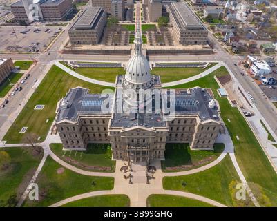 Il Michigan State Capitol è il governo legislativo dello Stato del Michigan, al numero 100 di N Capitol Ave, Lansing, Michigan Michigan, USA. Foto Stock