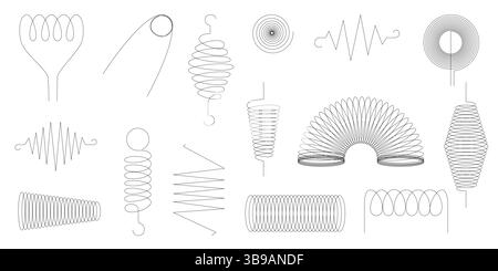 Icone line art con forme a spirale e a spirale a molla ideali per progetti creativi temi stagionali poster web design materiali di branding e. Illustrazione Vettoriale
