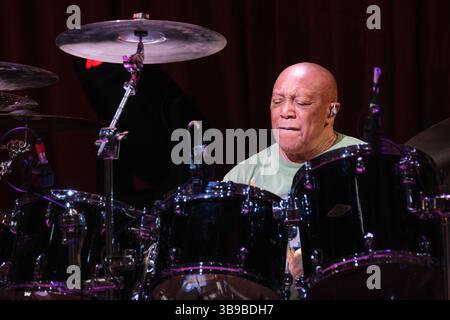 Billy Cobham si esibisce al Cheltenham Jazz Festival, Regno Unito. 3 maggio 2025 Foto Stock