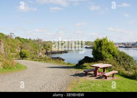 Scena portuale a Stornoway, Ebridi esterne, Scozia Foto Stock