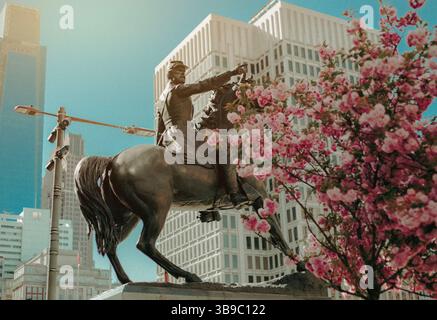 Scultura del maggiore generale John Fulton Reynolds nel centro di Philadelphia Foto Stock