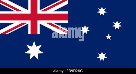 Bandiera dell'Australia. Illustrazione vettoriale digitale con proporzioni e colori ufficiali della bandiera australiana. Illustrazione Vettoriale