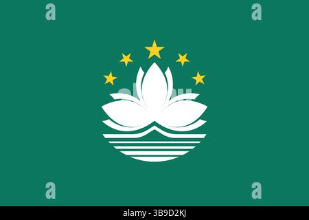 Bandiera di Macao. Immagine vettoriale digitale con proporzioni e colori ufficiali della bandiera Macao. Illustrazione Vettoriale