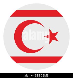 Bandiera di Cipro del Nord. Bandiera di Cipro del Nord. Icona del logo della bandiera del cerchio di Cipro del Nord immagine vettoriale del computer Illustrazione Vettoriale