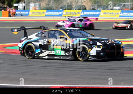 Francorchamps, Belgio. 9 maggio 2025. WEC Total Energies 6 ore Spa-Francorchamps, 07. - 10. Mai 2025 Im Bild: Yasser Shahin (AUS), Timur Boguslavskiy (RUS), Augusto Farfus (BRA), im BMW M4 crediti: dpa/Alamy Live News Foto Stock