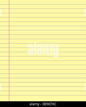 Foglio di carta giallo Legal con linee orizzontali rigate, ideale per appunti, a scuola o in ufficio. Layout semplice e pulito per sala operatoria digitale Illustrazione Vettoriale