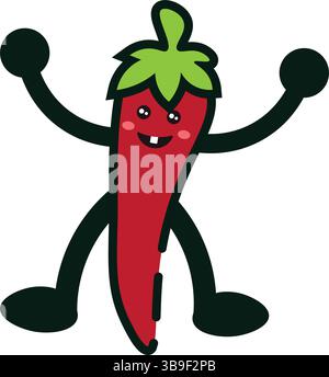 Sorriso piccante al peperoncino rosso. Illustrazione vettoriale Illustrazione Vettoriale