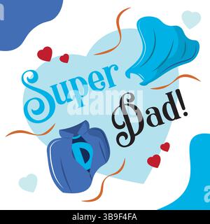 Illustrazione vettoriale della carta dell'eroe di Super Dad Illustrazione Vettoriale