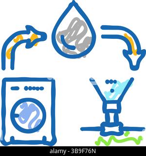 illustrazione dell'icona di risparmio idrico del sistema dell'acqua grigia Illustrazione Vettoriale