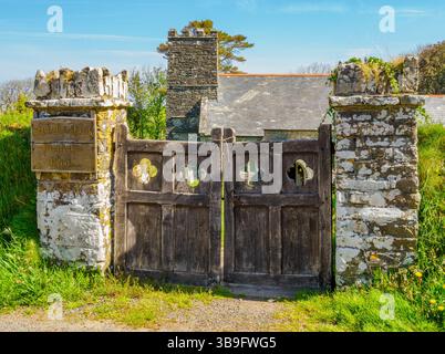 La piccola chiesa di San Martino nella frazione di Martinhoe sulla costa del Devon settentrionale vicino a Barnstaple, Regno Unito Foto Stock