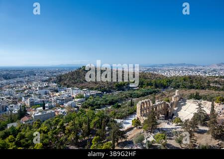 Atene, Grecia, Europa. L'Odeon di Erode Attico all'Acropoli Foto Stock