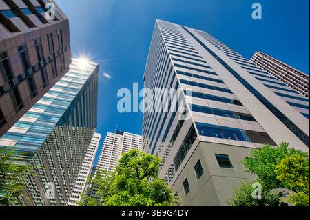 Edifici, quartiere di Shinjuku a Tokyo, Giappone Foto Stock