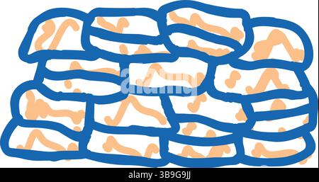 illustrazione di un doodle con l'icona dei sacchi di sabbia Illustrazione Vettoriale