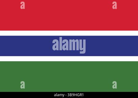 Bandiera del Gambia. Immagine vettoriale digitale con proporzioni e colori ufficiali della bandiera Gambia. Illustrazione Vettoriale