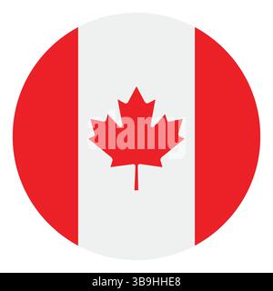 Bandiera del Canada. Icona del logo della bandiera circolare del Canada disegno dell'illustrazione vettoriale del computer Illustrazione Vettoriale
