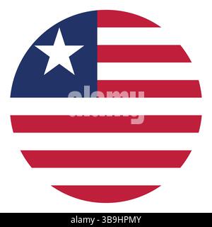 Bandiera della Liberia. Icona del logo della bandiera del cerchio Liberia grafica vettoriale del computer. Illustrazione Vettoriale