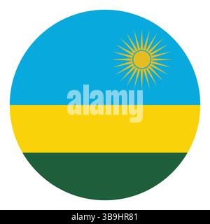 Bandiera del Ruanda. Icona del logo della bandiera del cerchio del Ruanda illustrazione vettoriale del computer. Illustrazione Vettoriale