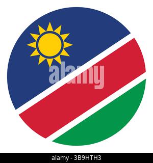 Bandiera della Namibia. Icona del logo della bandiera circolare della Namibia grafica vettoriale del computer. Illustrazione Vettoriale