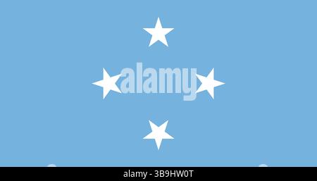 Bandiera degli Stati Federati di Micronesia. Illustrazione vettoriale digitale con proporzioni e colori ufficiali della bandiera della Micronesia. Illustrazione Vettoriale