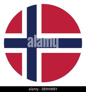 Bandiera della Norvegia. Icona del logo della bandiera circolare della Norvegia disegno dell'illustrazione vettoriale del computer. Illustrazione Vettoriale