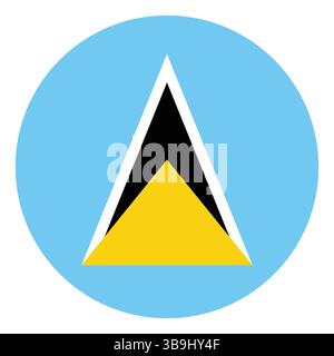 Bandiera di Santa Lucia. Icona del logo della bandiera circolare Saint Lucia grafica vettoriale del computer. Illustrazione Vettoriale