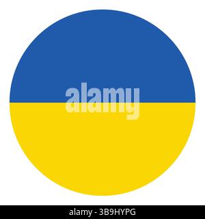 Bandiera dell'Ucraina. Ucraina logo bandiera cerchio icona disegno grafico vettoriale computer. Illustrazione Vettoriale