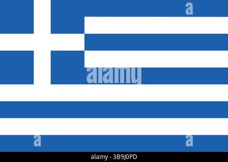 Bandiera della Grecia. Colori ufficiali della bandiera della Grecia e illustrazione vettoriale digitale delle proporzioni. Illustrazione Vettoriale