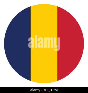 Bandiera del Ciad. Icona del logo della bandiera del cerchio del ciad disegno vettoriale del computer. Illustrazione Vettoriale