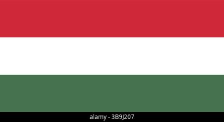 Bandiera dell'Ungheria. Illustrazione vettoriale digitale con proporzioni e colori ufficiali della bandiera ungherese. Illustrazione Vettoriale