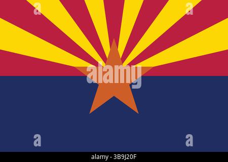 Bandiera dell'Arizona. Illustrazione vettoriale digitale con proporzioni e colori ufficiali della bandiera dell'Arizona. Illustrazione Vettoriale
