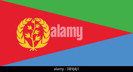 Bandiera dell'Eritrea. Illustrazione vettoriale digitale con proporzioni e colori ufficiali della bandiera dell'Eritrea. Illustrazione Vettoriale