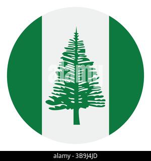 Bandiera dell'isola di Norfolk. Icona del logo della bandiera circolare di Norfolk Island grafica vettoriale del computer. Illustrazione Vettoriale