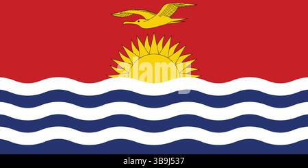 Bandiera di Kiribati. Immagine vettoriale digitale con proporzioni e colori ufficiali della bandiera Kiribati. Illustrazione Vettoriale