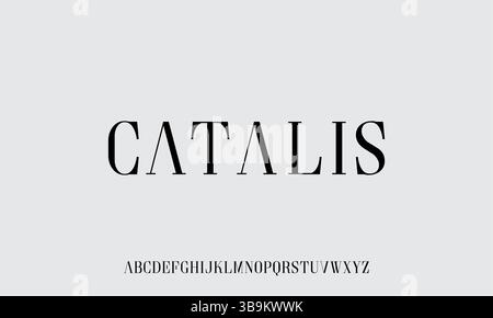 Catalis è un raffinato carattere serif con contrasto elegante e un'estetica minimalista. Ideale per il branding della moda, il design editoriale e il packaging di lusso. Illustrazione Vettoriale