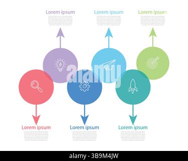 Business Infographic Strategy Planning and Process Visualization with 6 steps of Info Graph Elements Vector Illustration on isolated background Illustrazione Vettoriale