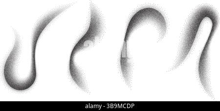 Motivo stipple astratto che mostra sfumature di punti ondulati. Effetto pennello e sabbia con un design artistico in bianco e nero. Illustrazione Vettoriale