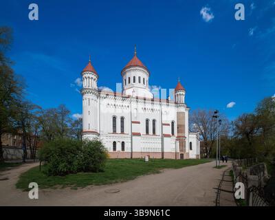 Cattedrale di Theotokos, chiesa ortodossa in stile bizantino a Vilnius, Lituania Foto Stock