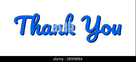 Calligrafia blu Grazie lettering su sfondo bianco Illustrazione Vettoriale