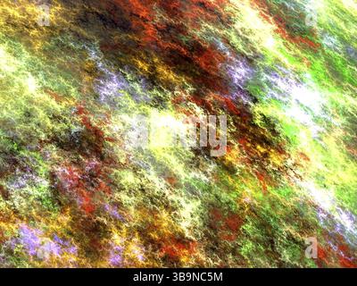 Cielo astratto irreale - immagine generata dal computer. Arte frattale: Onde e curve caotiche come fumo o nuvole. Sfondo per poster, copertine, Web design Foto Stock