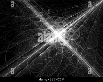 Sfondo tecnologico: Posizionato su una superficie diagonale coperta da cerchi luminosi. Immagine astratta generata al computer per copertine, poster, web design Foto Stock